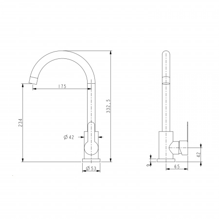 Змішувач для кухні U-образний Brinex Pure 015F U-образний  Chrome BRIPUR015FCRM