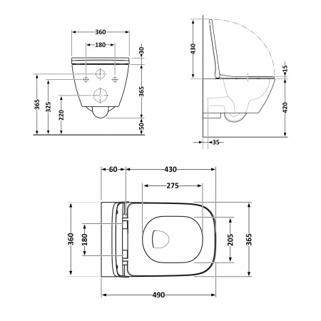Унітаз підвісний Qtap Robin Mew безобідковий з сидінням Soft-close QT13332381АSW