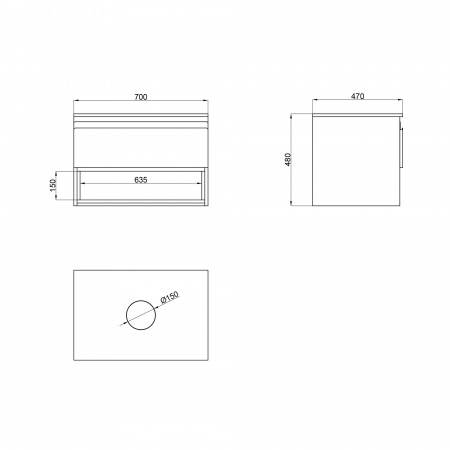 Тумба підвісна Qtap Robin 700х476х437 White/Whitish oak зі стільницею QT1379TPН7001WWO