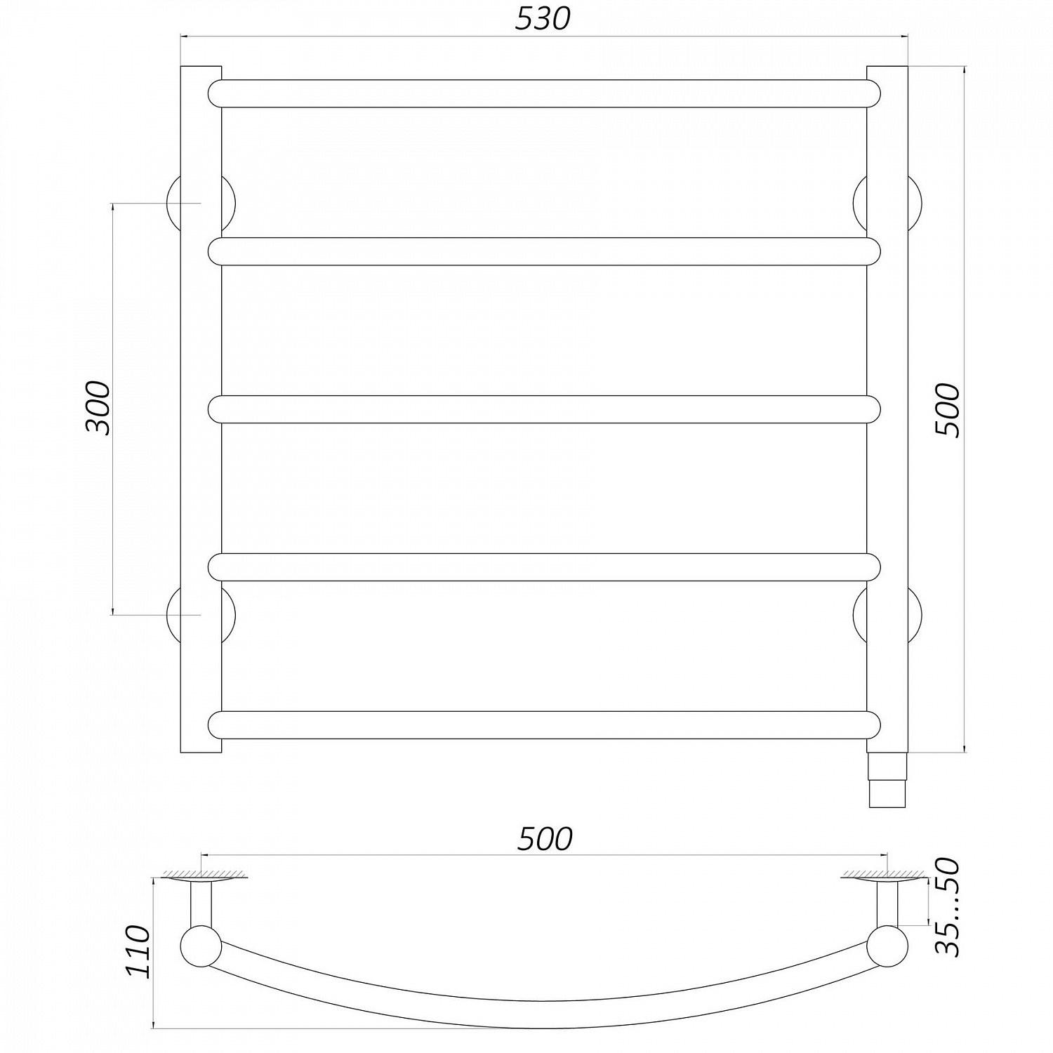 Рушникосушарка UNIO LD EL 500-500-5 BLK Драбинка Дуга електро чорна в інтернет-магазині Yago