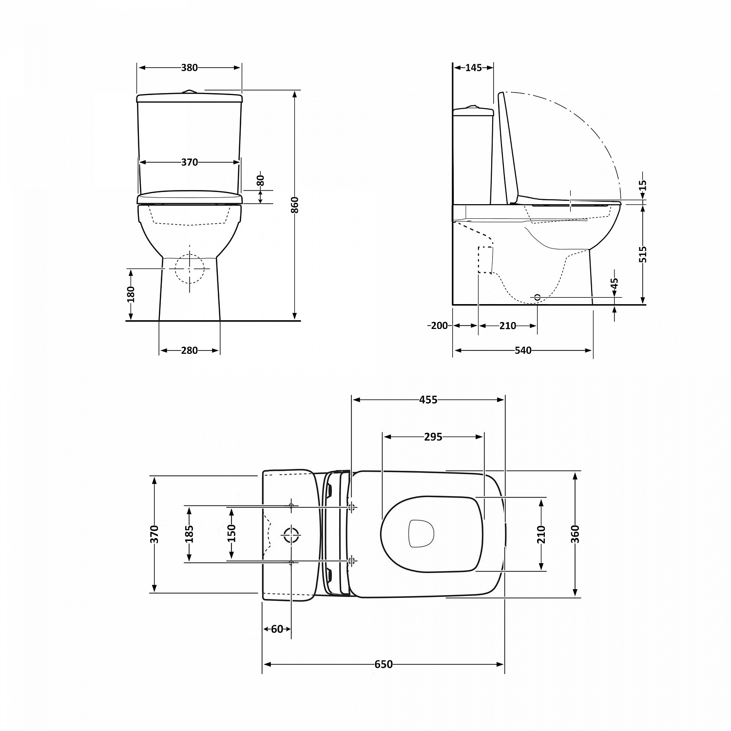 Унітаз-компакт Qtap Crow безобідковий з сідінням Soft-close QT05222170W