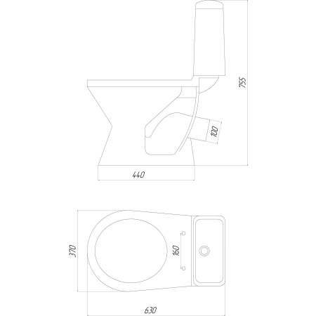 Унітаз-компакт «Сієна», 1с  (Дніпрокераміка), низ, кос, ш-3313