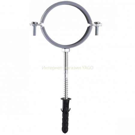 Хомут в зборi CR 2 1/2″ (70-80мм) з гвинтом-шурупом 8*100 та дюбелем в уп., сірий в інтернет-магазині Yago