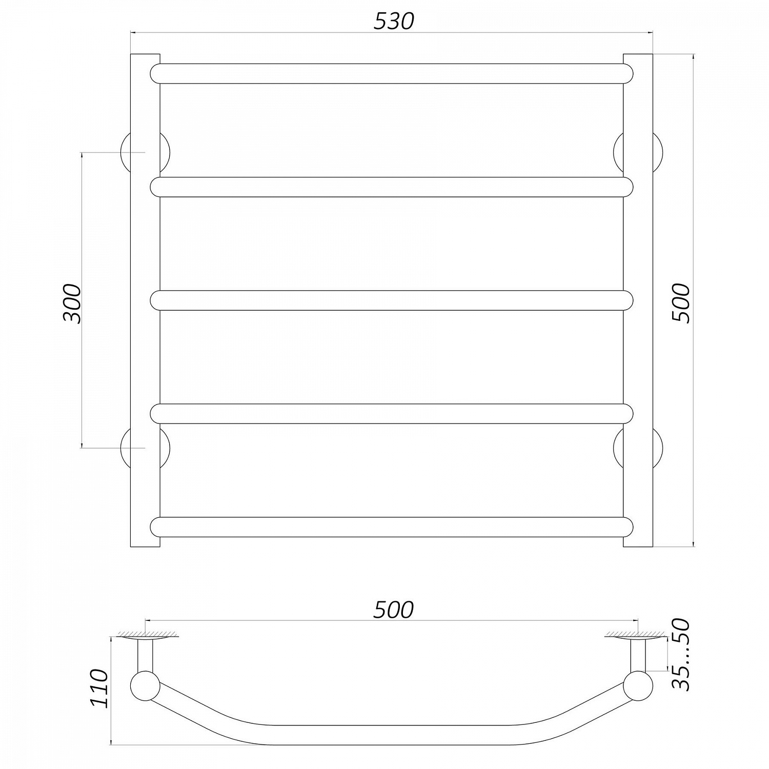Рушникосушарка UNIO LT ER 500-500-5 Драбинка Трапеція електро в інтернет-магазині Yago