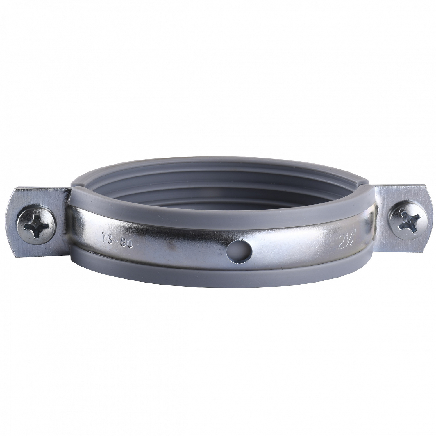 Хомут в зборi CR 2 1/2″ (70-80мм) з гвинтом-шурупом 8*100 та дюбелем в уп., сірий в інтернет-магазині Yago
