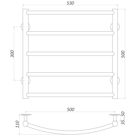 Рушникосушарка UNIO LD W 500-500-5 Драбинка Дуга вода в інтернет-магазині Yago