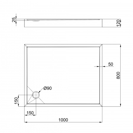 Душовий піддон Qtap Tern 301812C 100x80x12 см + сифон