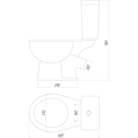 Унітаз-компакт «Лідо 1с», бок, кос, ш-(700119-0512-0110-0417-0332) (Дніпрокераміка),