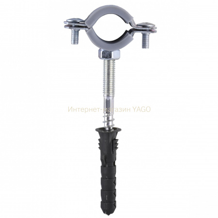 Хомут в зборi CR    1/2″ (20-23мм) з гвинтом-шурупом 8*80 та дюбелем в уп., сірий в інтернет-магазині Yago