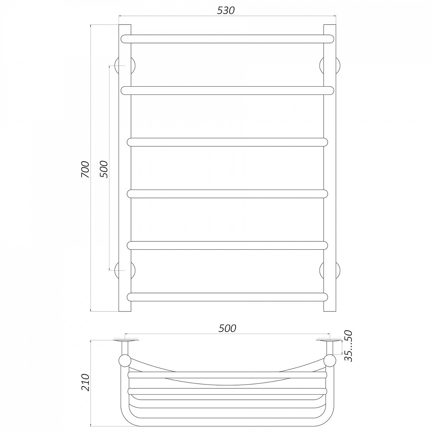 Рушникосушарка UNIO Op EL 700-500-6 Олівія з полицею електро в інтернет-магазині Yago