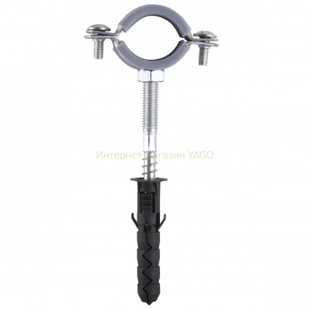 Хомут в зборi CR    3/4″ (25-30мм) з гвинтом-шурупом 8*80 та дюбелем в уп., сірий в інтернет-магазині Yago