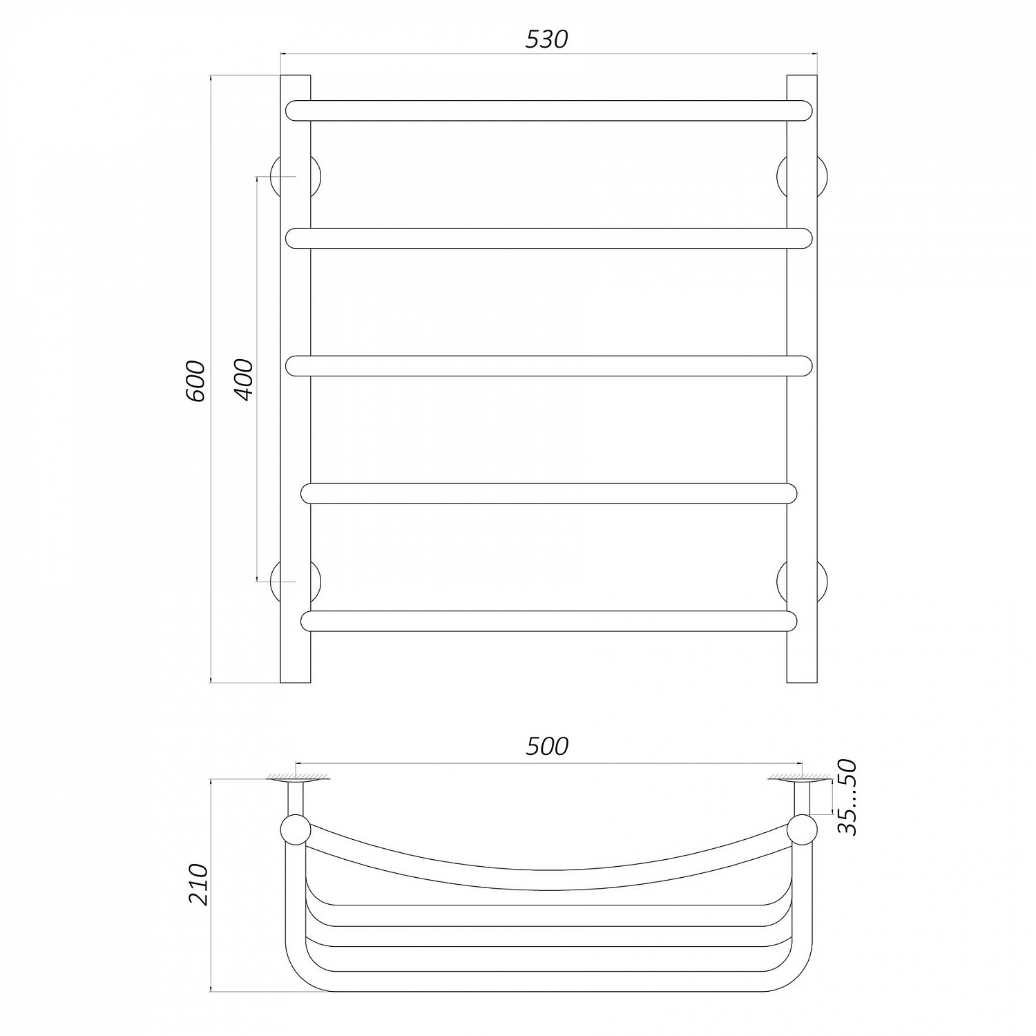 Рушникосушарка UNIO LКD W 600-500-5 Драбинка Каскад Дуга вода в інтернет-магазині Yago