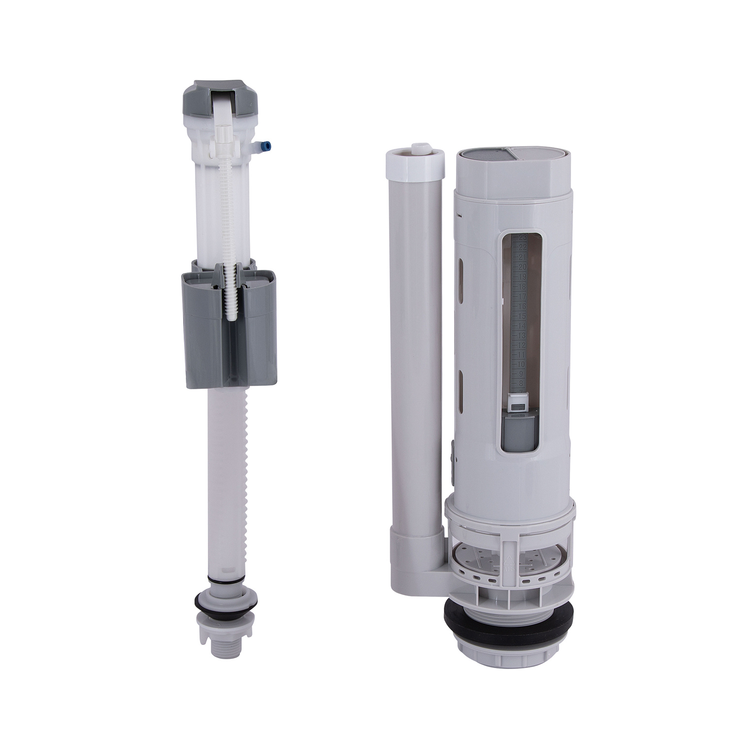 Qtap HY1(Presto)  комплект арматури для бачка унітазу з подвійною круглою кнопкою змиву 4,8 см та клапаном нижньої подачі води, 3/6L CHR