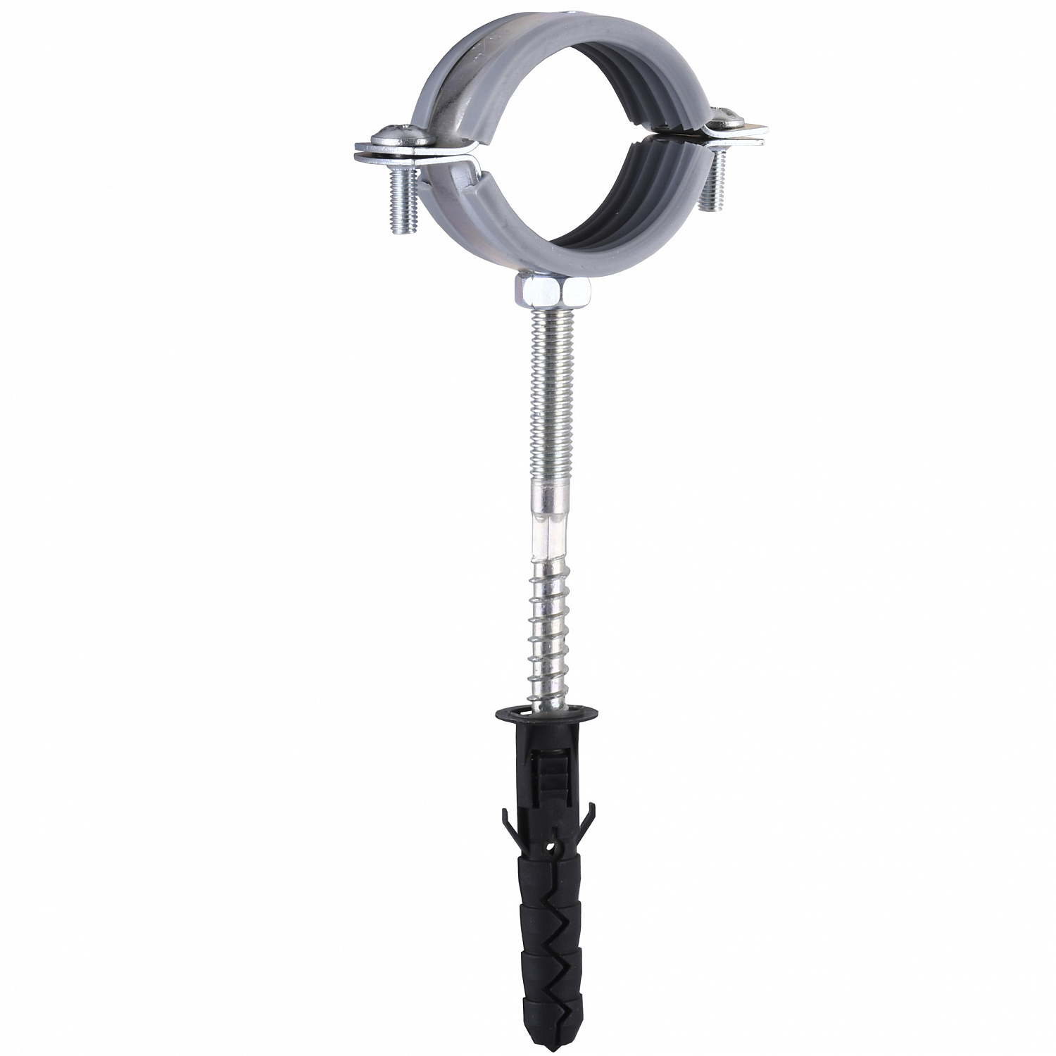 Хомут в зборi CR  1  1/4″ (42-47мм) з гвинтом-шурупом 8*80 та дюбелем в уп., сірий в інтернет-магазині Yago