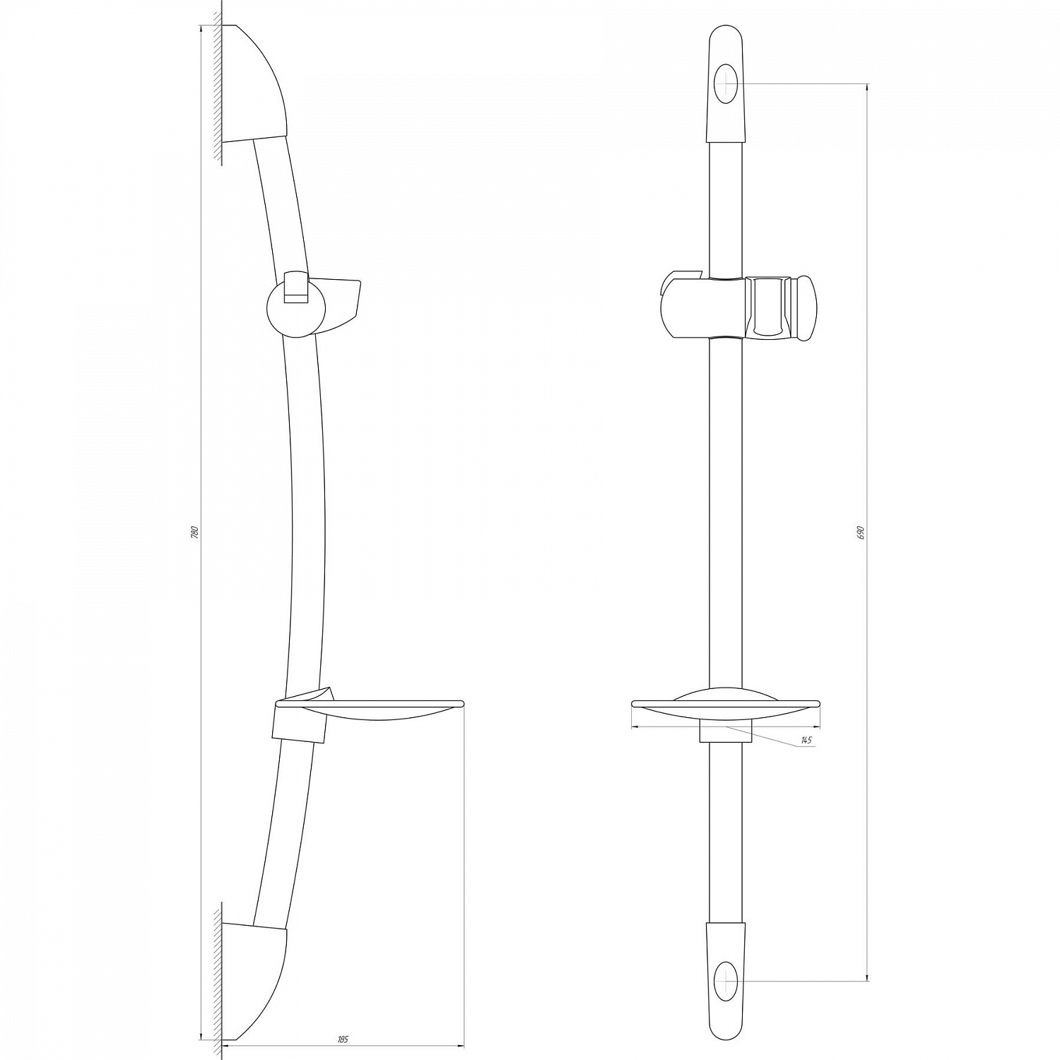 Душова стійка Dishi L106C (2шт. в коробці)