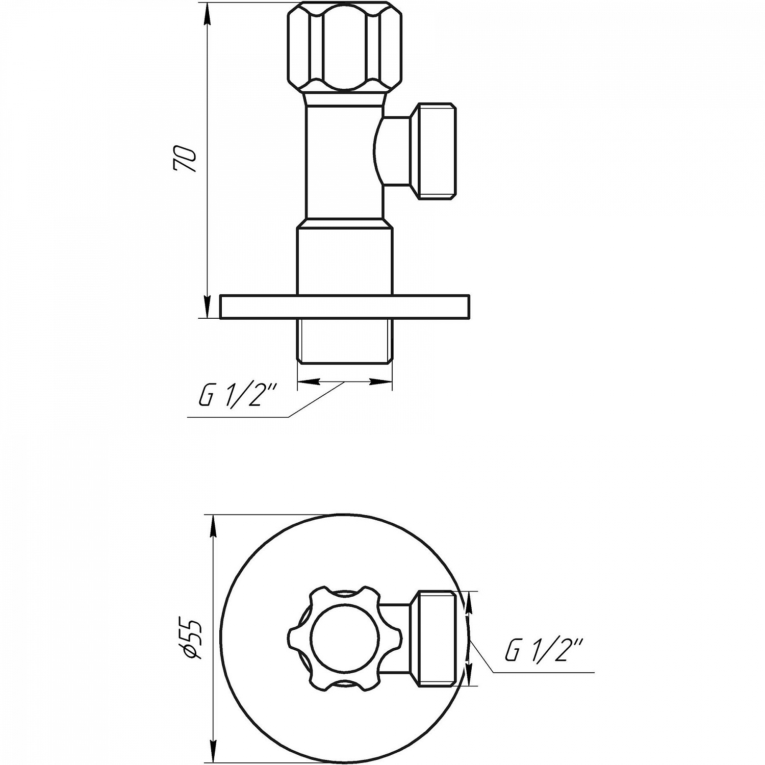 Кран вентильний кутовий SOLOMON 1/2″х 1/2″ 160403 в інтернет-магазині Yago