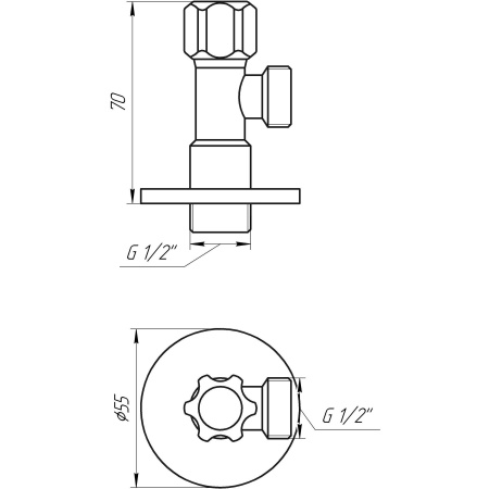Кран вентильний кутовий SOLOMON 1/2″х 1/2″ 160403 в інтернет-магазині Yago