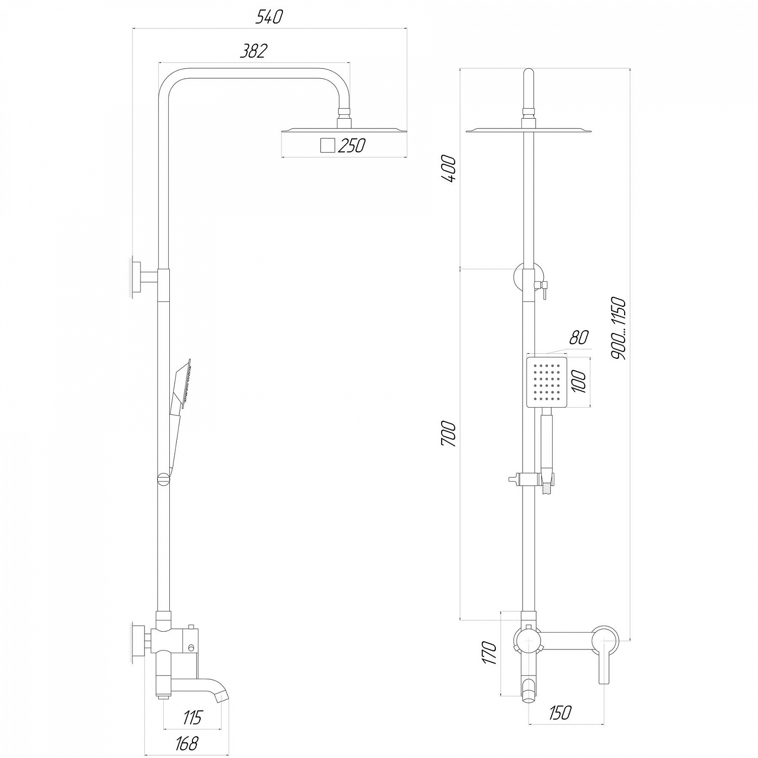 Душова система Globus Lux ALPEN SBT1-SQ-02-304