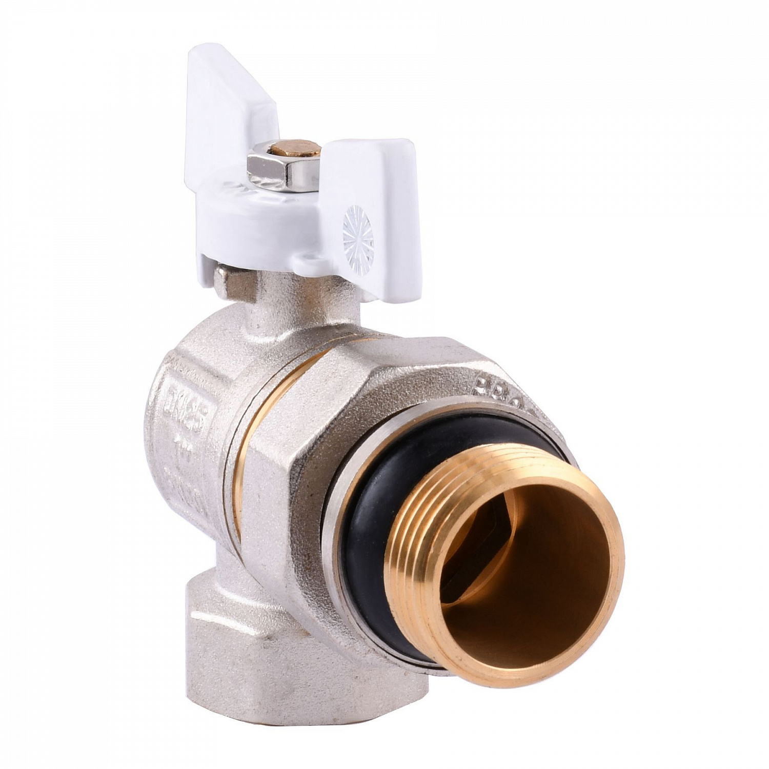 Кран кульовий кутовий з американкою Q PROFESSIONAL QP004 PN40 1″ антипротікання, Білий метелик в інтернет-магазині Yago