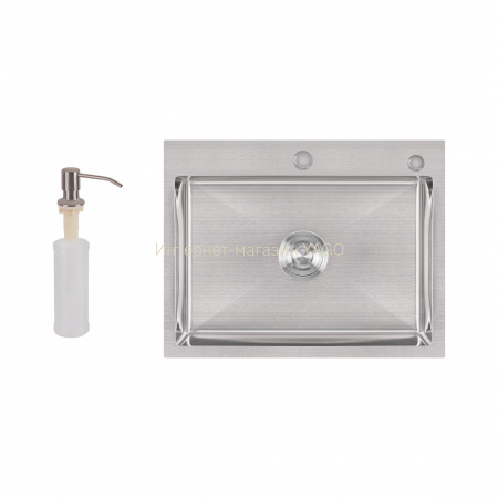 Мийка для кухні інтегрована Lidz Handmade H5845 (LDH5845BRU35384) Brushed Steel 3,0/1,0 мм