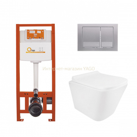 Готове рішення Qtap для ванної кімнати: підвісний унітаз Tern Ultra Quiet + комплект інсталяції Nest 4 в 1 (квадратна клавіша Satin)