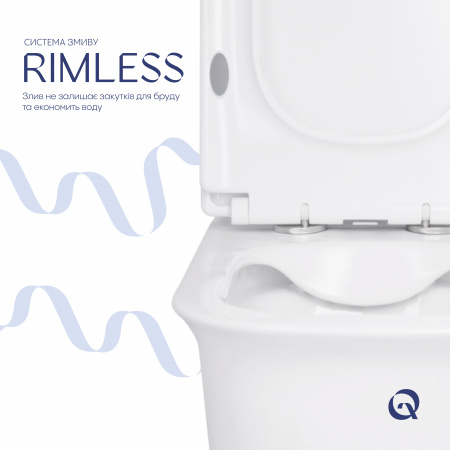 Унітаз-компакт Qtap Nando безобідковий з сидінням Soft-close QT12221222AW