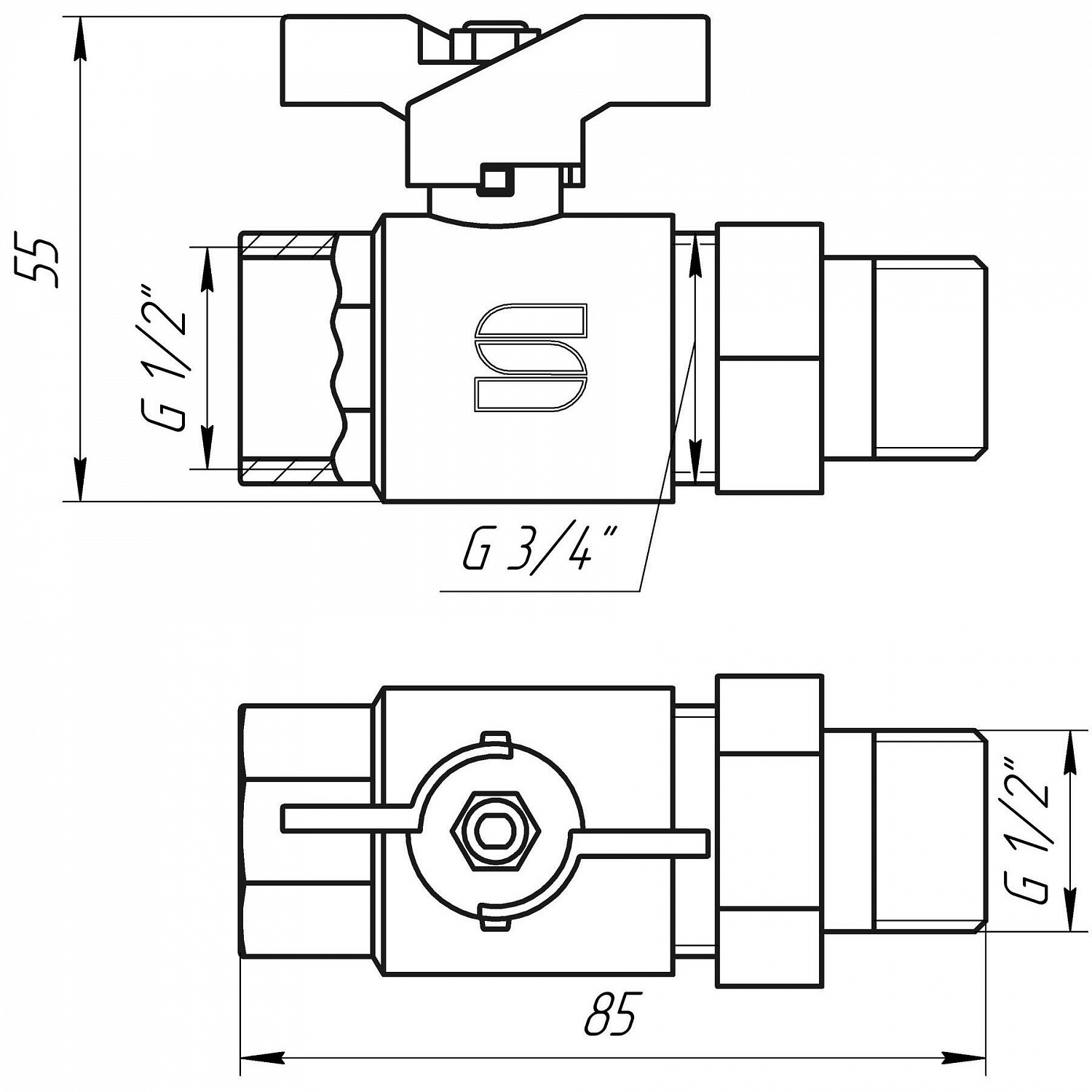 Кран кульовий прямий з американкою SELBA 1/2″ КБ SL1509 в інтернет-магазині Yago