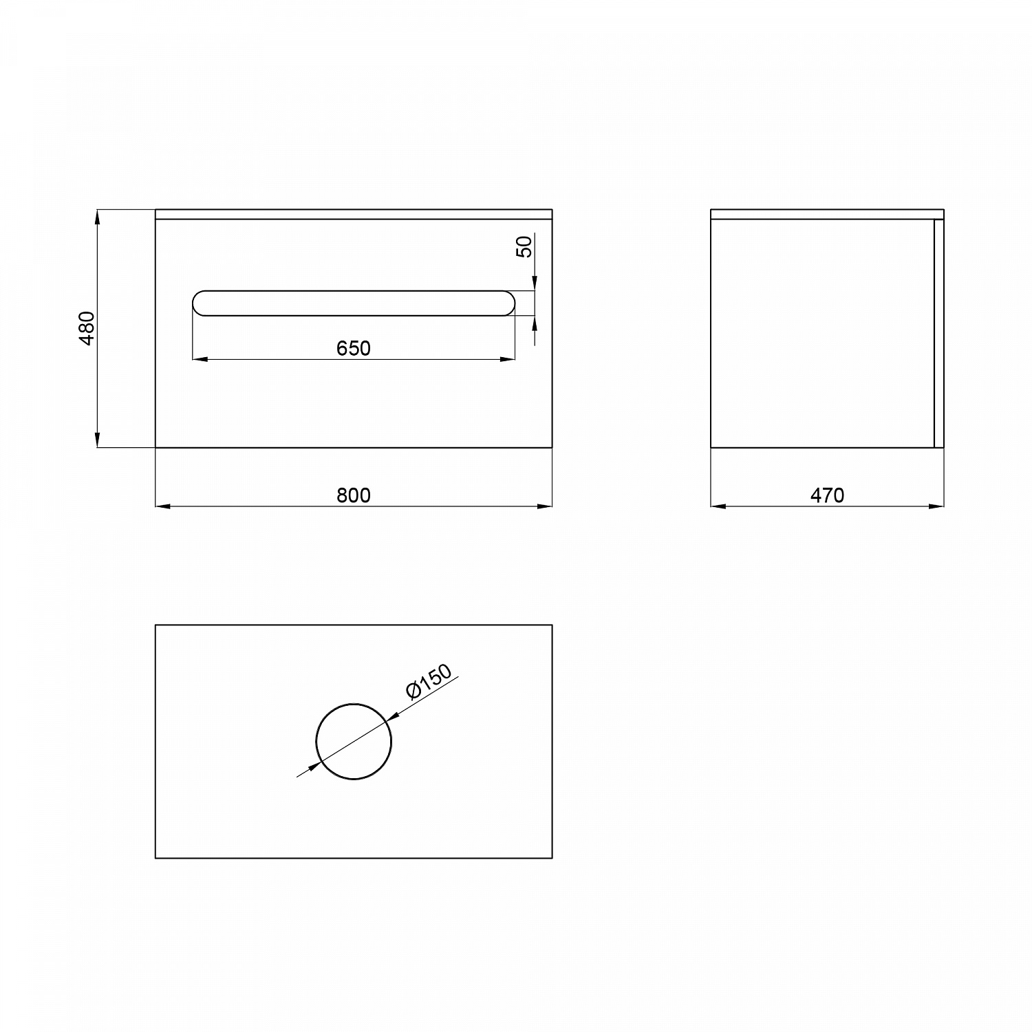Тумба підвісна Qtap Virgo 800х476х469 Black/White зі стільницею QT1879TPА802BW