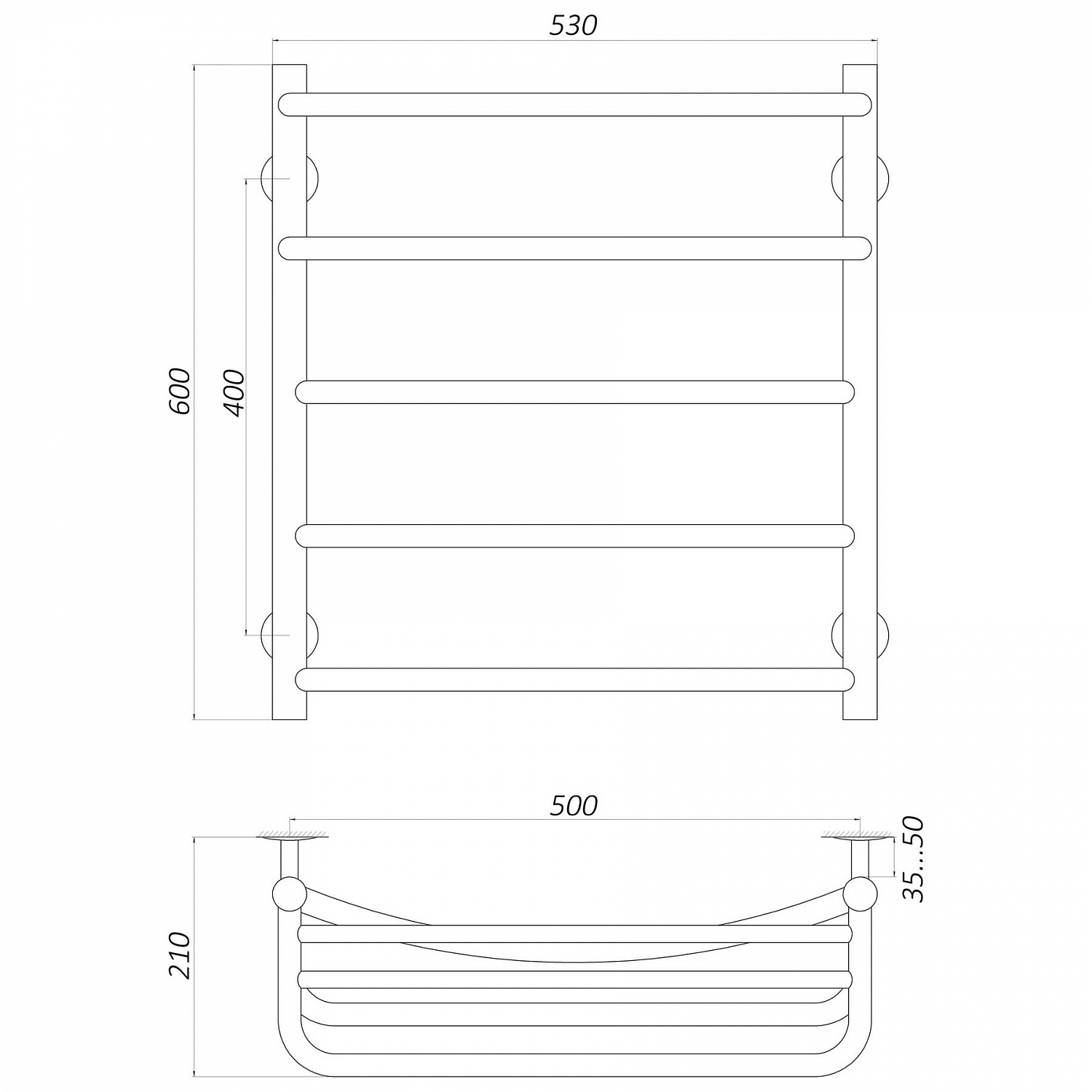 Рушникосушарка UNIO Op W 600-500-5 Олівія з полицею вода в інтернет-магазині Yago