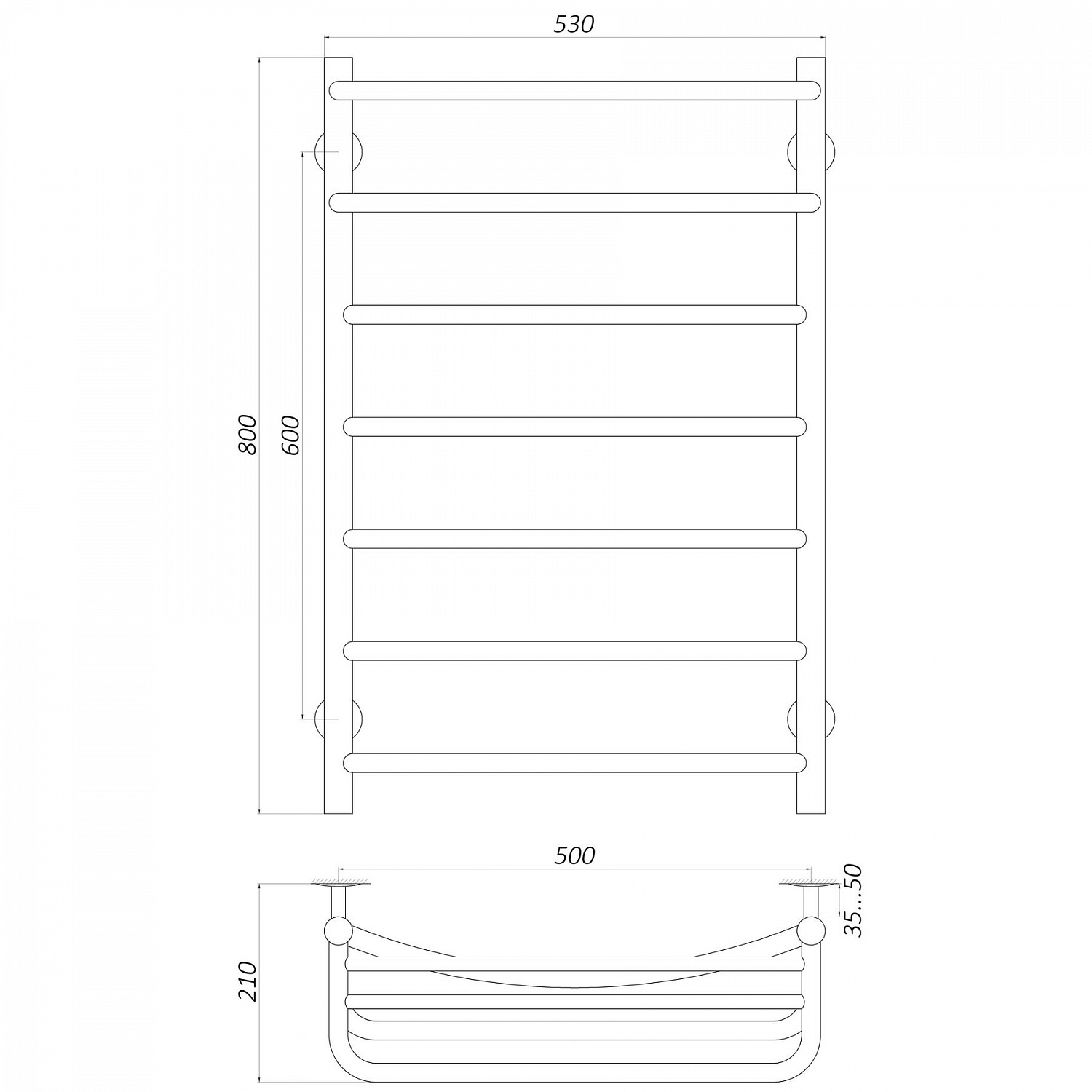 Рушникосушарка UNIO Op W 800-500-7 Олівія з полицею вода в інтернет-магазині Yago