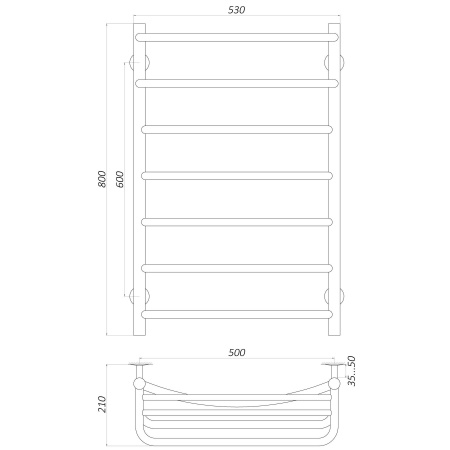 Рушникосушарка UNIO Op W 800-500-7 Олівія з полицею вода в інтернет-магазині Yago