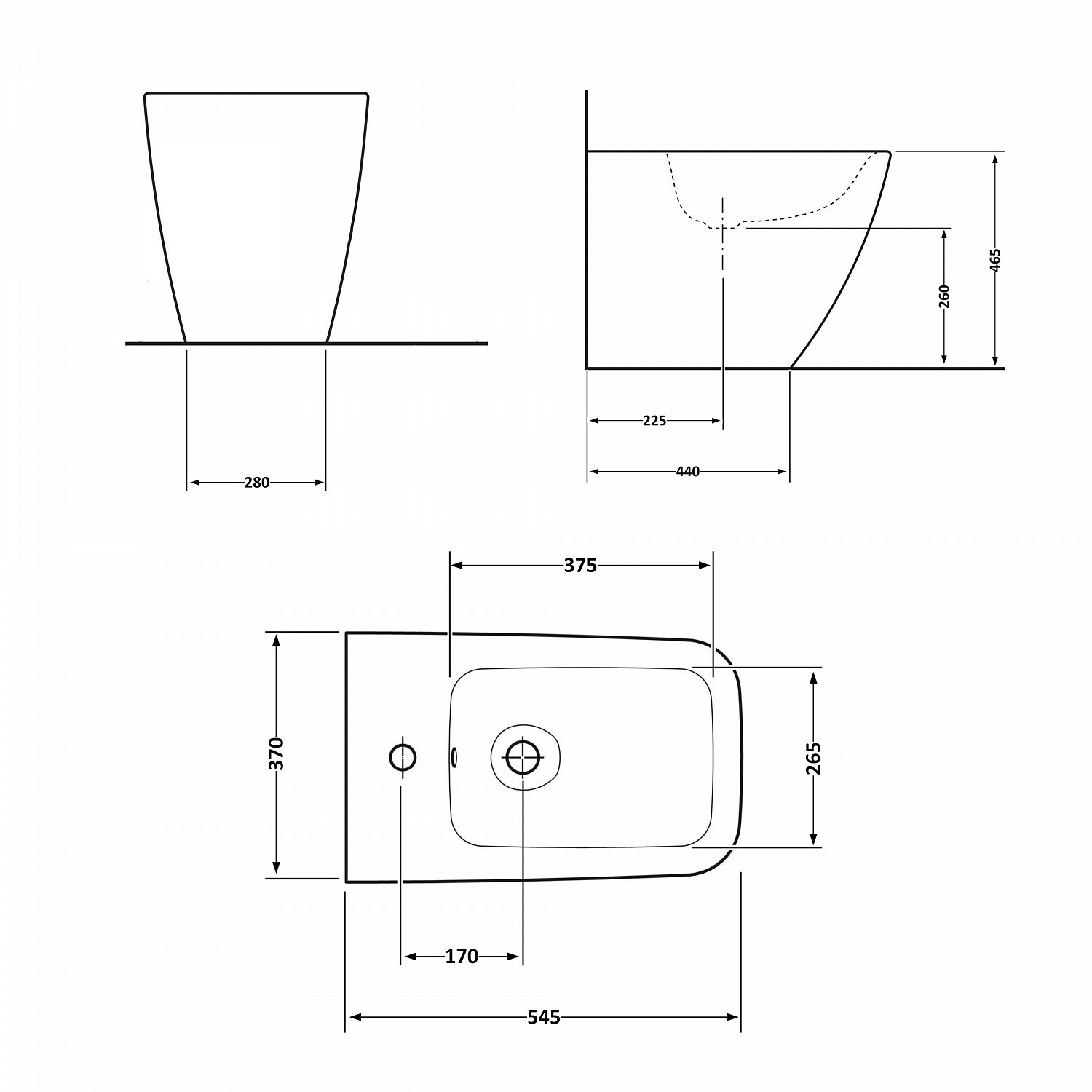 Біде підлогове Qtap Crow 545х360х410 White QT05443370W