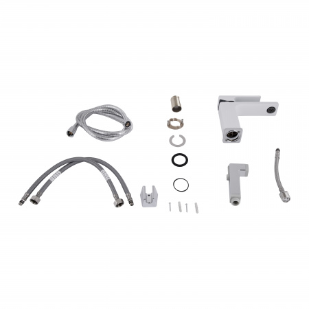 Змішувач для раковини Qtap Gemini (з гігієнічним душем) QTGEM272CRW45691 Chrome/White