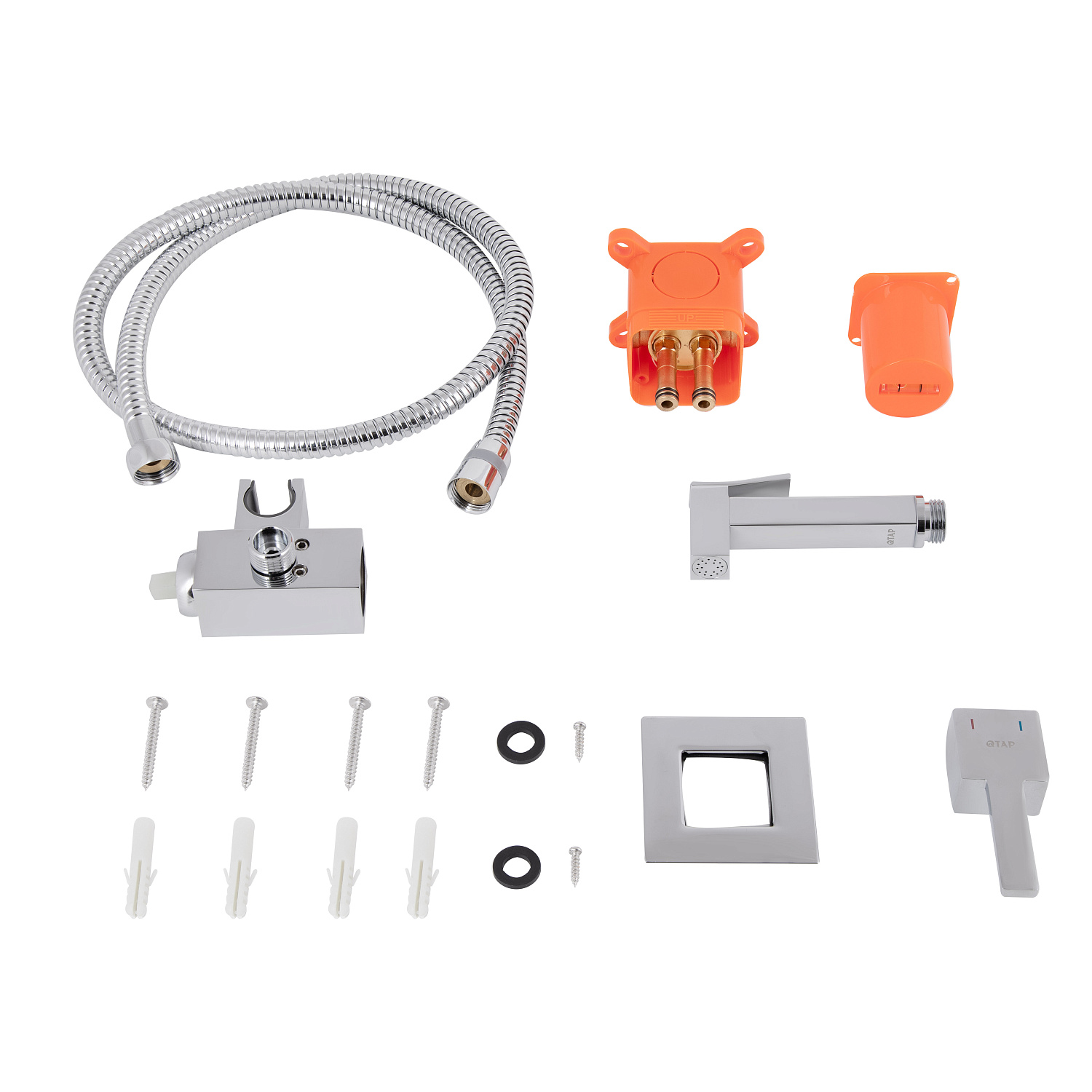 Набор для гігієнічного душу Qtap Inspai-Varius прямокутний QTINSVARCRMV00440201 Chrome