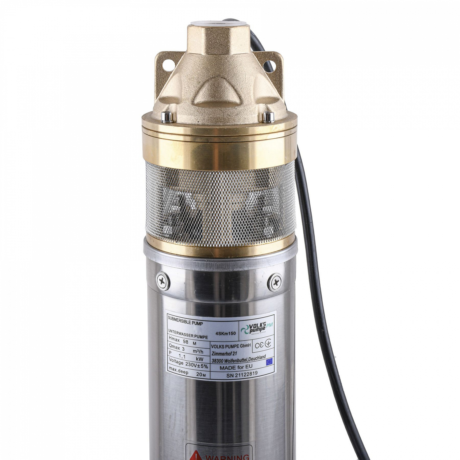 Насос свердловинний вихровий VOLKS pumpe PM  4SKm150 1.1кВт + кабель 10м в інтернет-магазині Yago