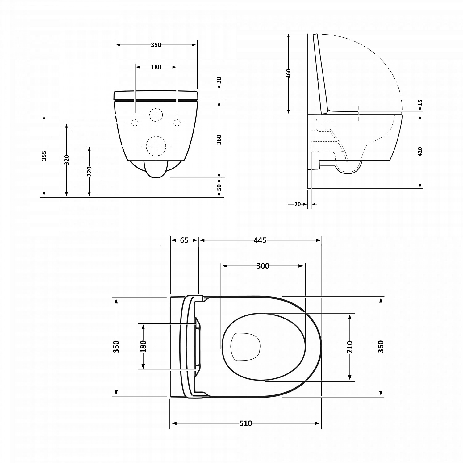 Унітаз підвісний Qtap Scorpio безободковий Ultra Quiet з сидінням Soft-close QT14332380AW