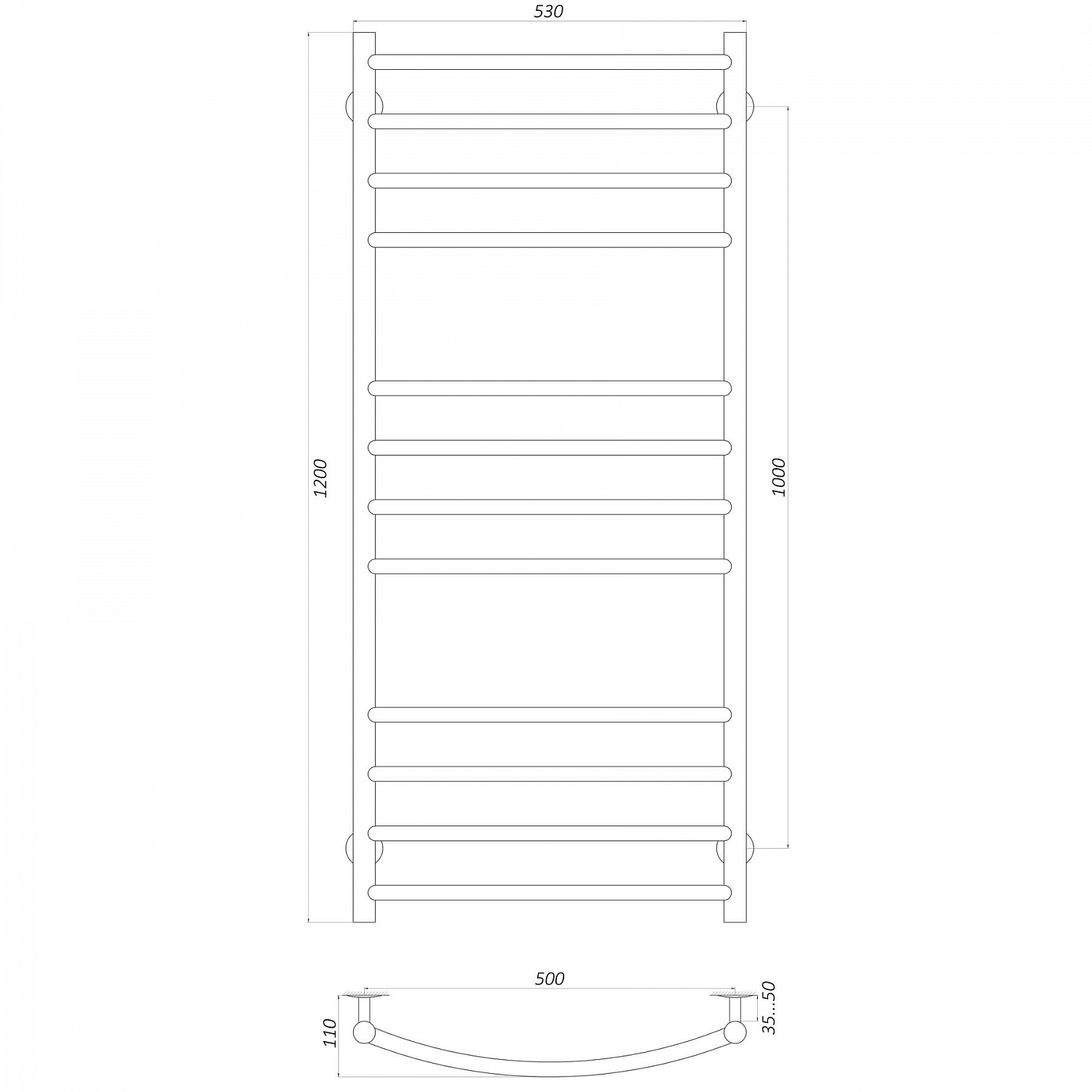 Рушникосушарка UNIO LDE W 1200-500-12 Драбинка Дуга Еліт вода в інтернет-магазині Yago