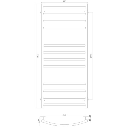 Рушникосушарка UNIO LDE W 1200-500-12 Драбинка Дуга Еліт вода в інтернет-магазині Yago