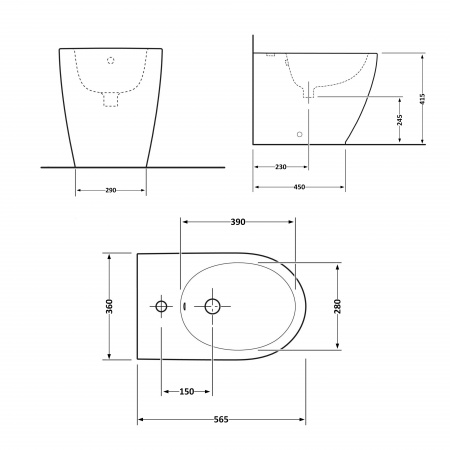 Біде підлогове Qtap Scorpio 565x355x410 White QT14441380W