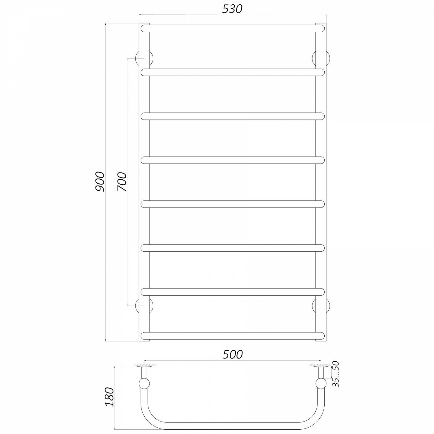 Рушникосушарка UNIO LS EL 900-500-8  Драбинка Скоба електро в інтернет-магазині Yago