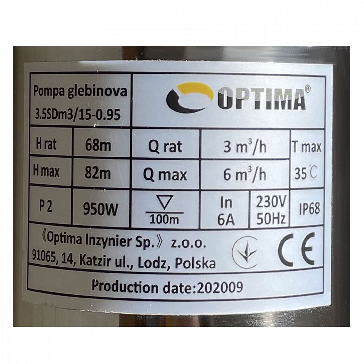 Насос свердловинний з підв, стійк, до піску OPTIMA 3,5SDm3/15 0,95 кВт 82м кабель 1,5м NEW в інтернет-магазині Yago