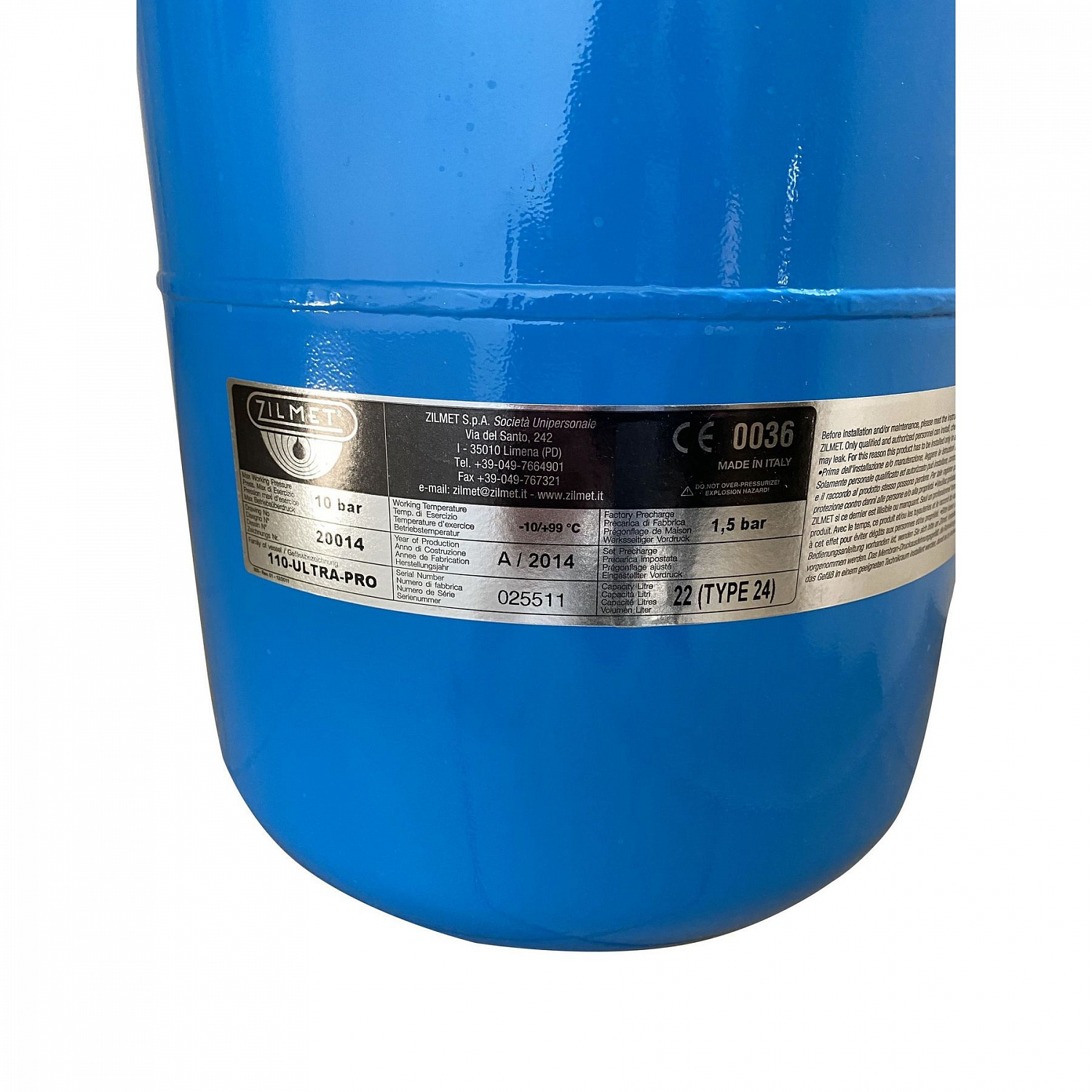 Гідроакумулятор 24л Zilmet ultra-pro 10bar ВЕРТИКАЛЬНИЙ, нерж. фланець, 3/4″ в інтернет-магазині Yago