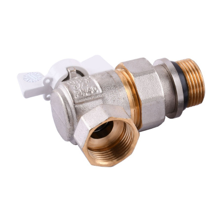 Кран кульовий кутовий з американкою Q PROFESSIONAL QP004 PN40 3/4″ антипротікання, Білий метелик в інтернет-магазині Yago