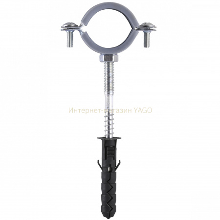 Хомут в зборi CR   1″ (32-37мм) з гвинтом-шурупом 8*80 та дюбелем в уп., сірий в інтернет-магазині Yago