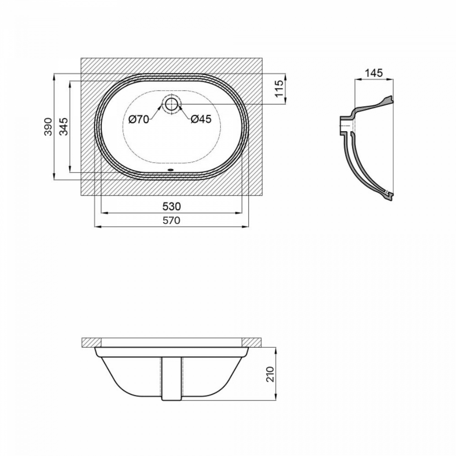 Раковина Qtap Stork 565x385x210 White QT15110522W
