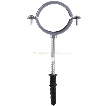 Хомут в зборi CR  2″ (59-65мм) з гвинтом-шурупом 8*100 та дюбелем в уп., сірий в інтернет-магазині Yago