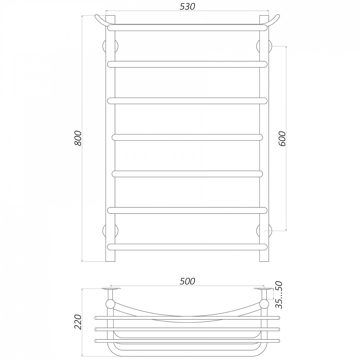 Рушникосушарка UNIO Zp ER 800-500-7 Зета з полицею електро в інтернет-магазині Yago