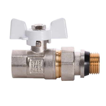 Кран кульовий з американкою Q PROFESSIONAL QP003 PN40 1/2″ антипротікання, Білий метелик в інтернет-магазині Yago