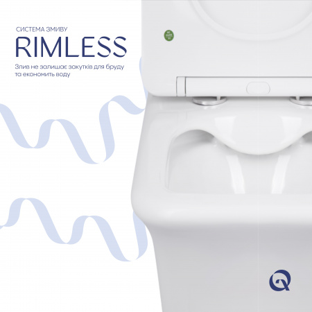Унітаз-компакт Qtap Kalao безобідковий з сідінням Soft-close QT08221213AW
