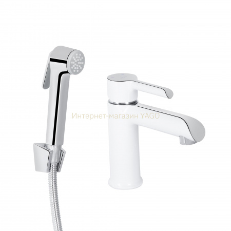 Змішувач для раковини Qtap Grand (з гігієнічним душем) QTGRA272CRW45671 Chrome/White